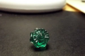 Antique Charmstring Button-Translucent Green Glass - Swirlback (4533) - Picture 1 of 5