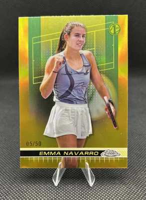 2024 Topps Cromo Tenis Emma Navarro Novato RC Oro Refractor/50 Foto 1 de 2