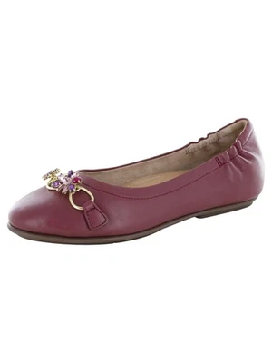 Fitflop Womens Allegro Blossom Leather Ballerina Flats, Dark Red, US 8