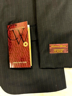 Jones New York Para Hombre Azul Marino Oscuro Lana Cachemira Traje Peinado 38 Abrigo Pantalones 32 Nuevo con Etiquetas Foto 1 de 4