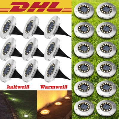 12LED Solarleuchte Bodenstrahler Außen IP65 Gartenleuchten Garten Solarlampen - Bild 1 von 4