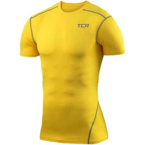 TCA Pro Performance Thermal Junior Compression Top Yellow Short Sleeve Kids Run - Picture 1 of 2