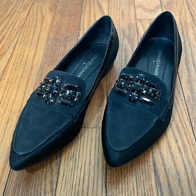 Mocasín Donald Pliner Gamuza Piel de becerro Adornado Plano Negro talla 6.5 Foto 1 de 4