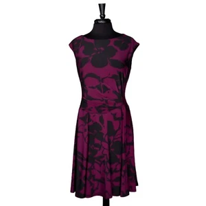 Ralph Lauren Damen lila Blumen Faux Wickel Stretch Jersey Kleid V-Ausschnitt Gr. 12 - Bild 1 von 9