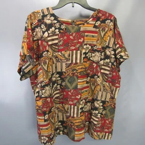 Vtg Requirements Boho Blouse Women's Size 2X USA Made 90s Floral Paisley Shirt - Picture 1 of 10