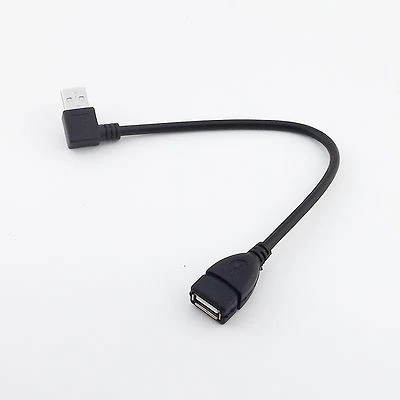 USB 2.0 Type A 90 Degree Left Angled Male to A Female Extension Data Cable Cord - Image 1 of 4