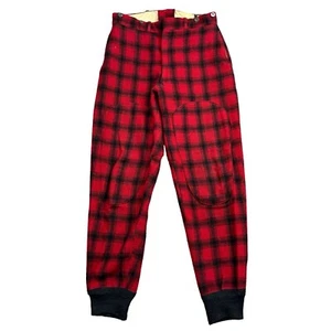 Vintage 50s Woolrich Hunting Pants Mens 30x30 Red Wool Buffalo Plaid Mackinaw - Picture 1 of 12