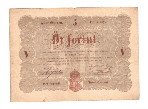Hungary 5 Forint. 01. 09. 1848. P-S116 Cover
