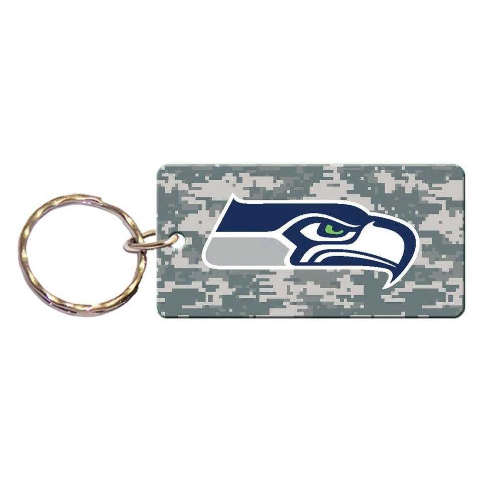SEATTLE SEAHAWKS DIGITAL CAMO RECTANGLE ACRYLIC KEY RING NEW WINCRAFT - Image 1 of 1