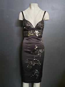 ATEMBERAUBENDES MANDALAY Y2K Abend-COCKTAILKLEID verziert mit Perlen DK. GRAU Gr. 6 - Bild 1 von 24