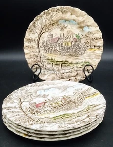 Vintage Set/5 Myott Royal Mail Brown Staffordshire Bread & Butter Plates 6.25" - Picture 1 of 8