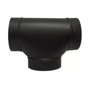 6 In Durable 24 Gauge Black Stove Pipe Round Tee Fitting for Ventilation System - Picture 1 of 11