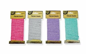 Krafters Korner 3m Metallic Elastic Cords Sewing Crafts Hair Glitter Band Bias - Picture 1 of 1