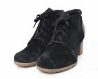 CLARKS Collection Sashlin Sue Black Suede Laced Up Heel Ankle Bootie Womens Sz 9