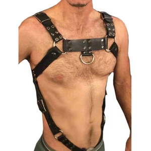 Men's Leather Strap Bondage Gothic Harness Bdsm Buckles Costume Suspenders Belts - Picture 1 of 9