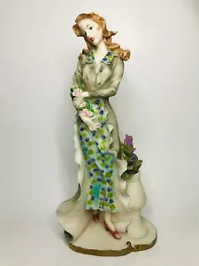 Statue Gips Kreidegeschirr Frau im Kleid 11 Zoll - Bild 1 von 5