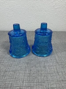 Juego De 2 Candelabros Votivos Vintage Margarita Girasol Azul Vidrio Clavija - Imagen 1 de 7
