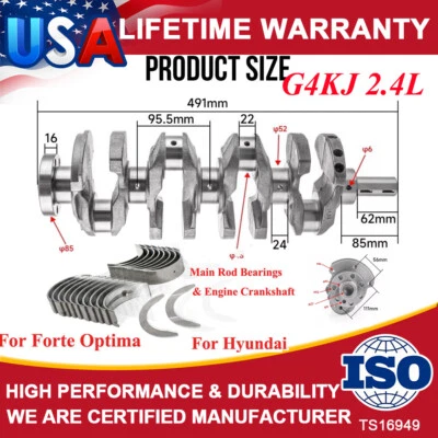 Kit de repuesto de cigüeñal y cojinetes para motor Hyundai Sonata Tucson 2,4 L EE. UU. Foto 1 de 4