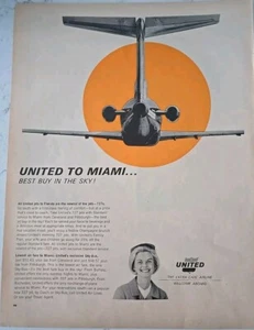 1965 United Airlines stewardess best buy in sky to Miami vintage ad - Picture 1 of 1
