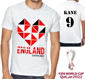 England 2022 World Cup T-Shirt Football QATAR Short Sleeve Personalised Shirt - Picture 1 of 3