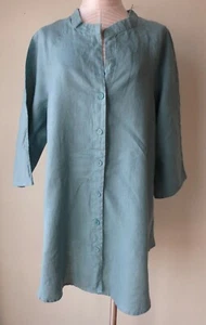 FLAX Designs LINEN Jacket M & L NWT GOOD DAY JACKET Aqua - Picture 1 of 8