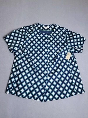 Coldwater Creek Criss Cross Blazer Jacket Womens 20 22 Blue Green Diamon NEW - Image 1 of 4