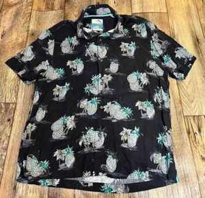 Tommy Bahama L Island Modern Fit Hawaiian Camp Shirt 100% Silk Pineapples - Picture 1 of 5