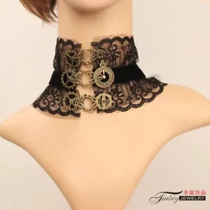 Retro Victorian Gothic Steampunk Gear Choker Halskette Schwarz Choker - Bild 1 von 8