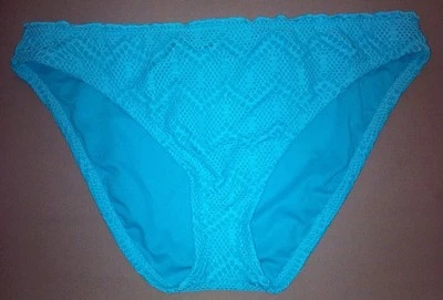 MOSSIMO Maiô Feminino Jr Azul com Sobreposição de Renda Parte Inferior de Biquíni Chevron Tamanho G NOVO - Imagem 1 de 4