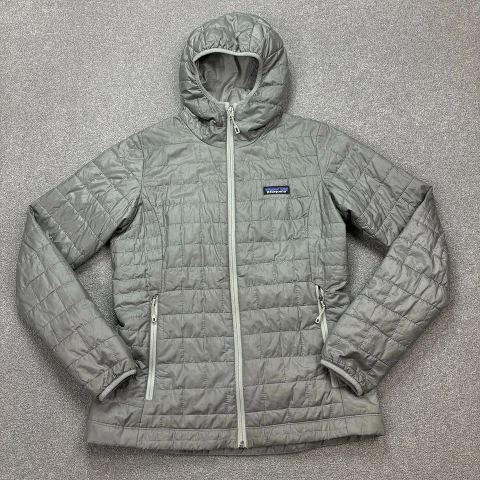 Patagonia Jacket Womens Small Grey Nano Puff Bivy Prmialoft Hoody Coat Lady - Image 1 of 4