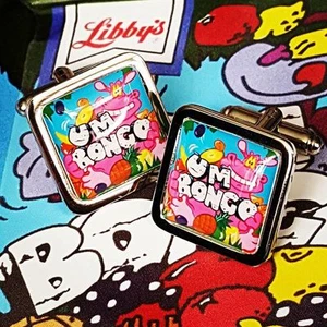 Unique UM BONGO CUFFLINKS chrome GIFT retro DRINK juice SODA mixed up dolly - Picture 1 of 1