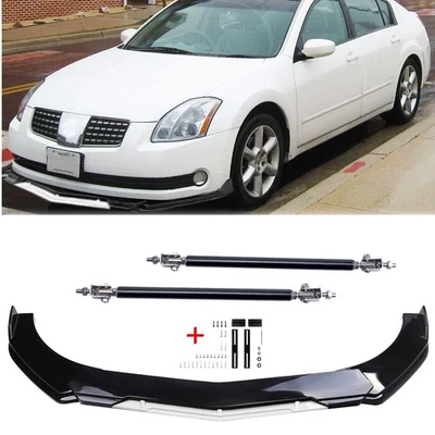 For Nissan Maxima SE Front Bumper Lip Splitter Sport Spoiler Black White Body Foto 1 de 4