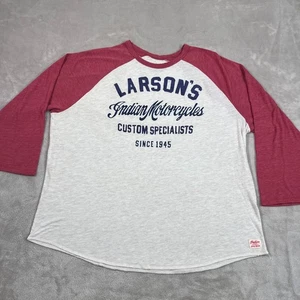 Lucky Brand Shirt Herren 2XL Beige Rot Slim Fit Indian Motorcycle Baseball Tee - Bild 1 von 13