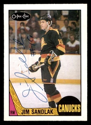 1987 OPC O-Pee-Chee Hockey #364 Jim Sandlak Signed Autograph (no COA) - Image 1 of 2