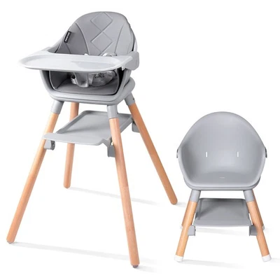 4 in 1 Wooden Baby High Chair Convertible High Chair Booster Toddler Chair - Image 1 of 4