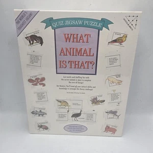 Vintage WHAT ANIMAL IS THAT? Quiz Jigsaw Puzzle 1994 Giant Poster Homeschool - Picture 1 of 2