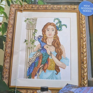 Cross Stitch Chart Only - Greek Mythology Goddess Hera With Peacock - Picture 1 of 1