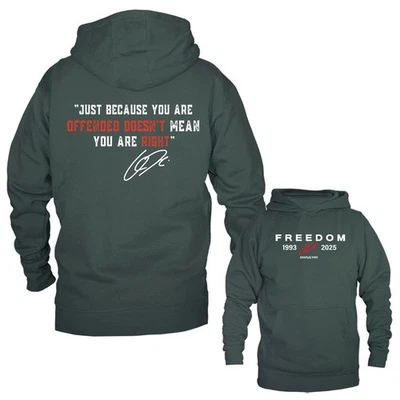 Just Because You’re Offend Charlie Kirk True Patriot 纪念套衫连帽衫 — 第 1/2 张图片