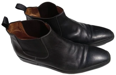 Vintage SANTONI Hombre Zapatos Negro Cuero Fino Chelsea Bota Italiana Talla 12 Años 90 Foto 1 de 4
