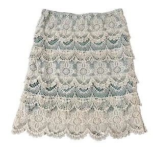 Comme Toi | Anthropologie Häkelspitze Stufenrock Small Cottagecore Krocket - Bild 1 von 8