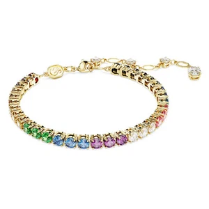 Swarovski Matrix Tennis Bracelet, Round Cut, Gold-Tone Plated 5685691 - Picture 1 of 6