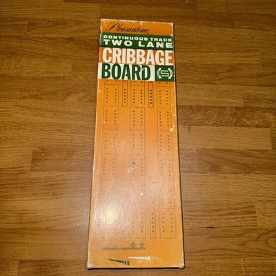 Vintage Pleasantime Continuous Track Two Lane Cribbage Board No. 715 1967 USA - Image 1 of 4