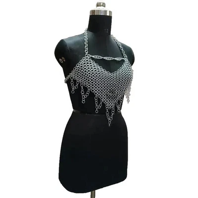 Top de cota de malla para vestido histórico y disfraz de cosplay anillo a tope de acero de 10 mm, Foto 1 de 4