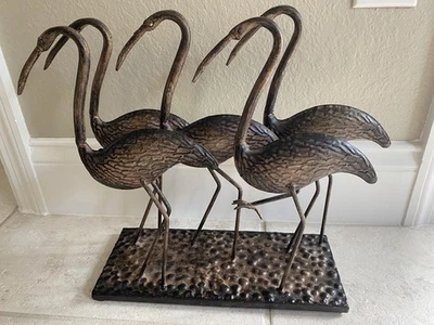 Decoración Hogar Bronce Metal 5 Flamencos Arte, 13" Alto, Excelente Estado. Foto 1 de 4