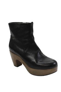 Coclico Womens Leather Round Toe Side Zip Ankle Boots Heels Black Size 38 8 - Picture 1 of 10