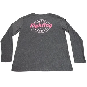 In My Fighting Era Breast Cancer Fighter Women LG Double Print Long Sleeve Shirt - Picture 1 of 13