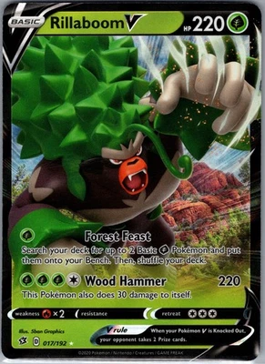 Rillaboom V 017/192 SWSH02: Rebel Clash - Pokemon Card - NM - Image 1 of 2