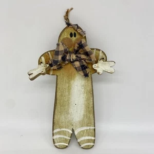 Primitive Folk Art Wooden Halloween Spooky Ghost Wall Hanging Decor - Picture 1 of 7