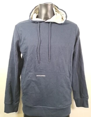 JACK & JONES Sudadera con Capucha Contraste Azul Marino Pullover Manga Larga Con Capucha Nuevo con Etiquetas Grande Foto 1 de 4