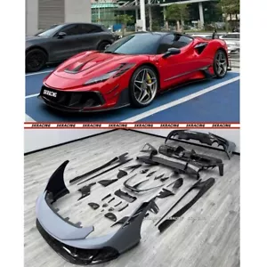 Juego completo de kits de carrocería de alerón de parachoques delantero trasero de fibra de carbono para Ferrari F8 - Imagen 1 de 23
